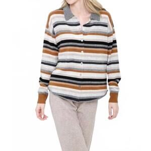 NEW INCASHMERE long sleeve striped cardigan in multi